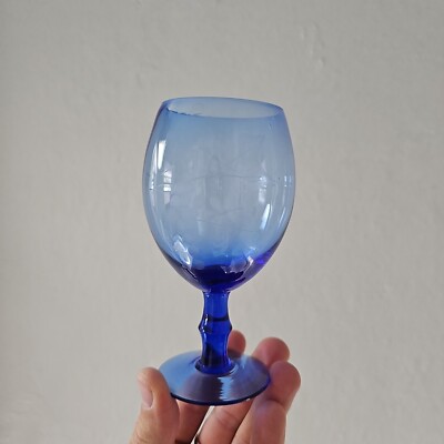 Vintage Etched Grapes Colbalt Blue Wine Glass 5.5" | eBay