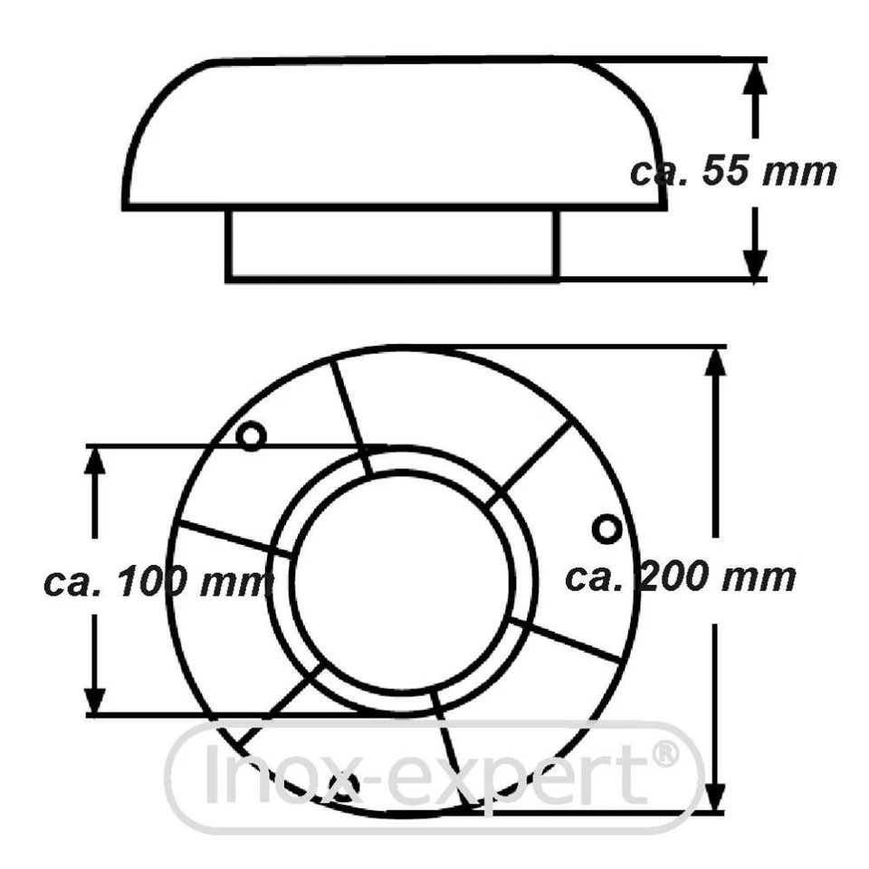 VA2 Pilzlüfter verschließbar 200 X 100 X 55 mm Edelstahl A2 Deckslüfter - Bild 3 von 3