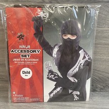 Halloween Ninja Accessories Set Includes 3 Stars and Hood Costume Child New