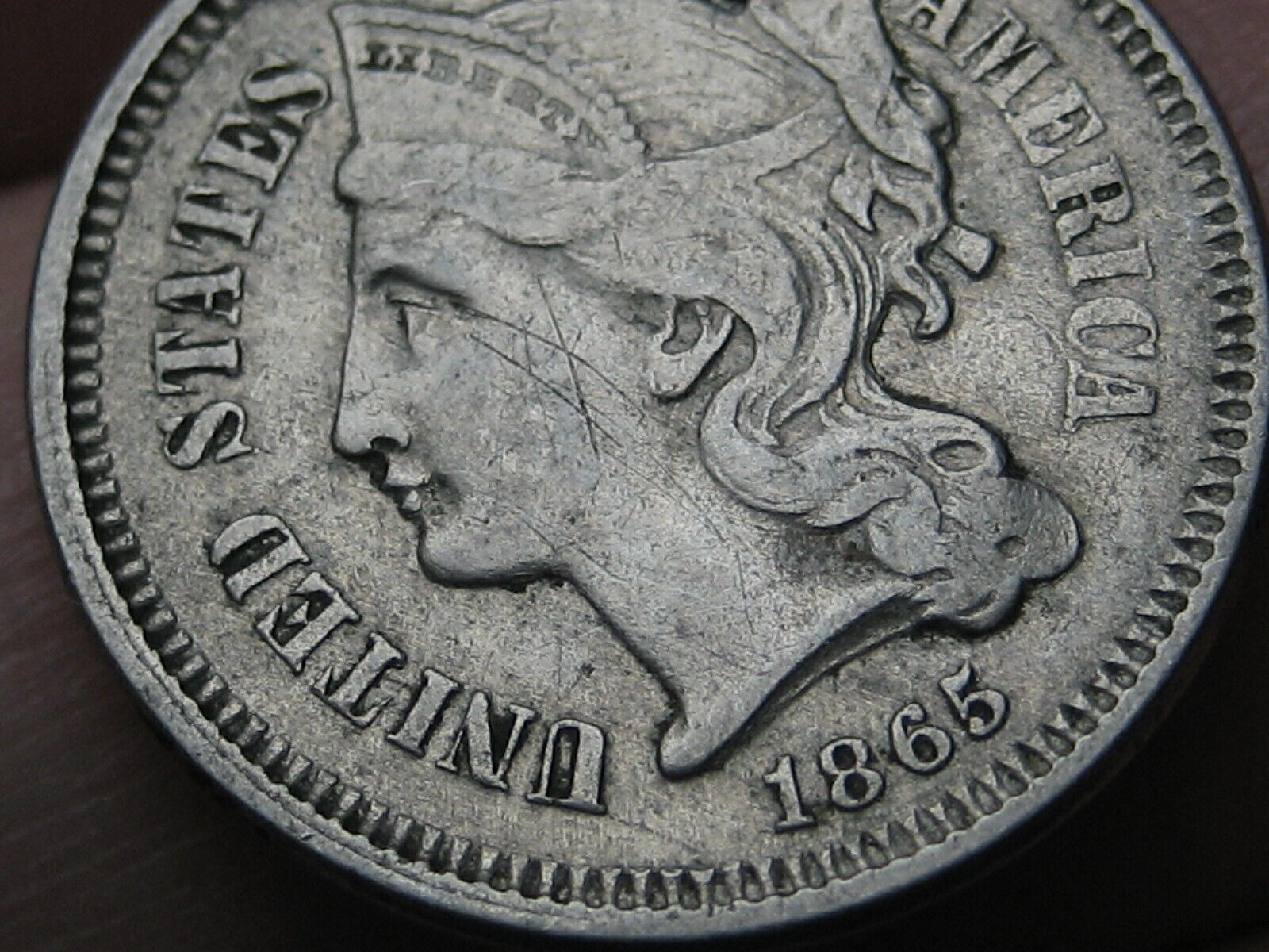 1865 Three 3 Cent Nickel- 商品追加値下げ在庫復活 XF Rims Full Details お中元