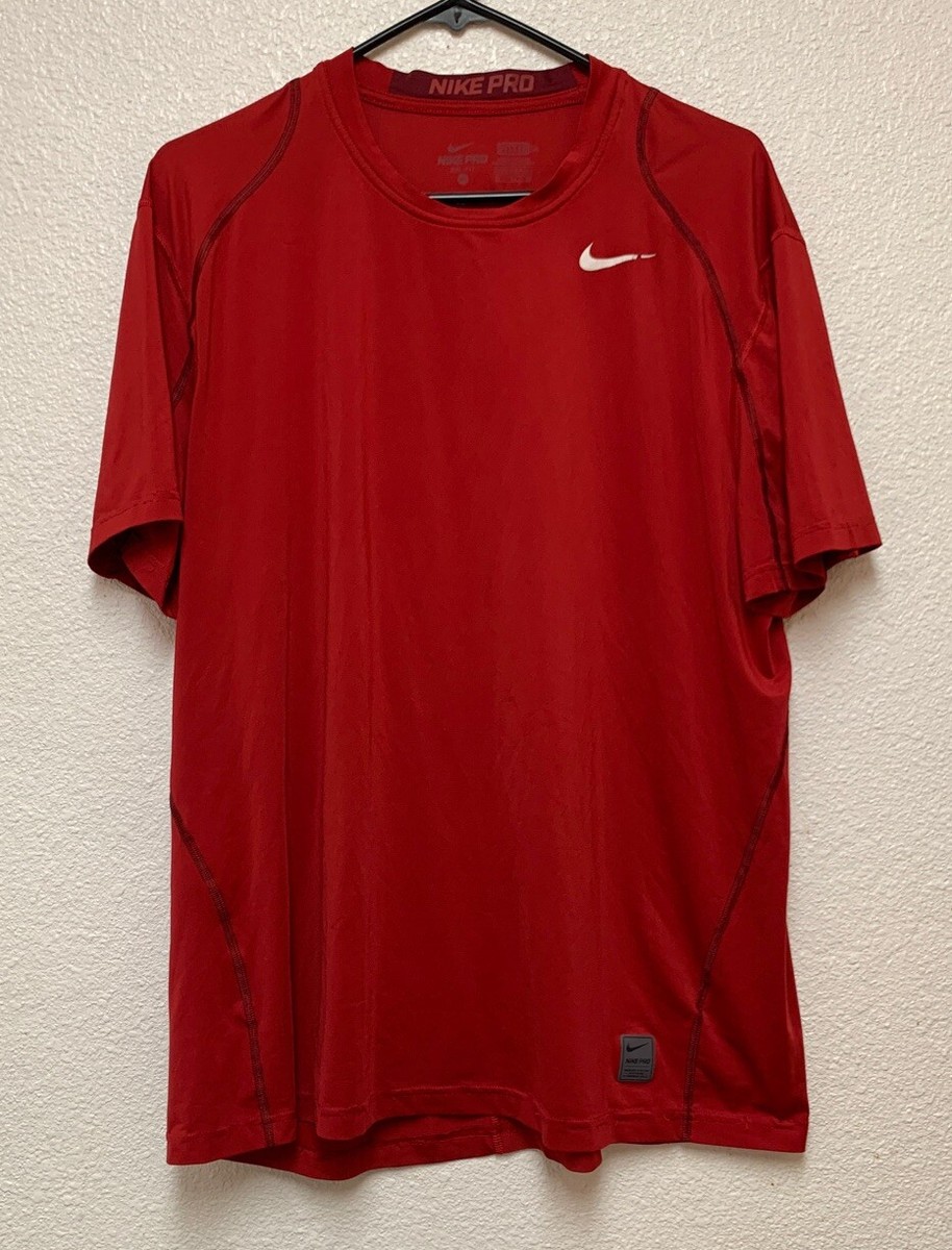NIKE PRO Dri-Fit Red Stretch Blend Fitted SS Tee / T-Shirt