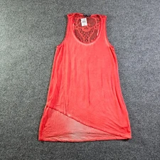 A Pea In The Pod Top Womens Size Medium Orange Tank Sleeveless Crochet Casual