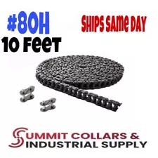 #80H Heavy Duty Roller Chain x 10 feet + 2 Connecting Links + Same Day Shipping