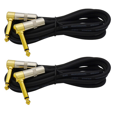 2,Speaker Cable 1/4 - 15 Gauge with Gold Right Angle Mono Plug for guitar amp