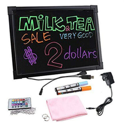 LED Message Writing Board Illuminated Erasable Neon Menu Sign Board DIY 16''x12''