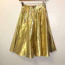 Vintage 70s 80s 90s Frederick's of Hollywood Gold Lame Circle Skirt Disco BT 