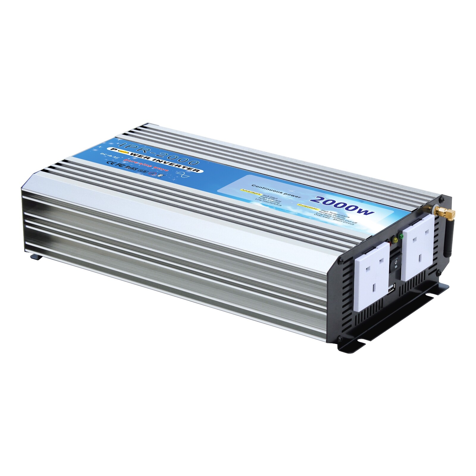 2000W pure sine wave inverter 12V to 230V / 240V with On/Off remote control