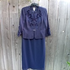 R  M Richard Dress Womens Sz 18 Blue Maxi With Jacket Mother Of The Bride Gown