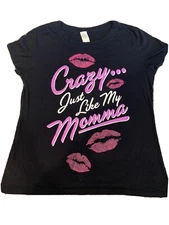 Crazy…just Like My Momma T-shirt Retro Lips Black 1X Vtg