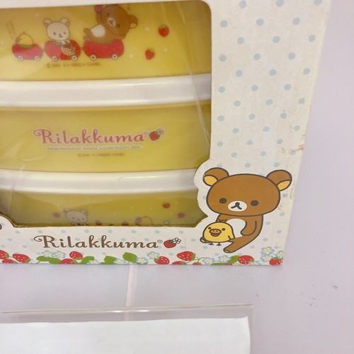 San-X Rilakkuma Korilakkuma Lunch Box Giallo Fragola Orso 3 Stadi Kawaii JP - Foto 3 di 24