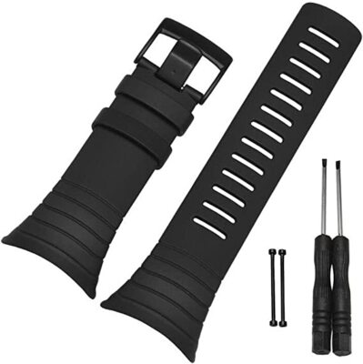Silicone Watchband Replacement Strap+tool for SUUNTO CORE All Black SS014993000
