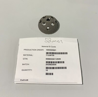 Smith And Nephew 7133-8735 R3 Acetabuläres System 52mm Demo-Trial-Schale *NOB*