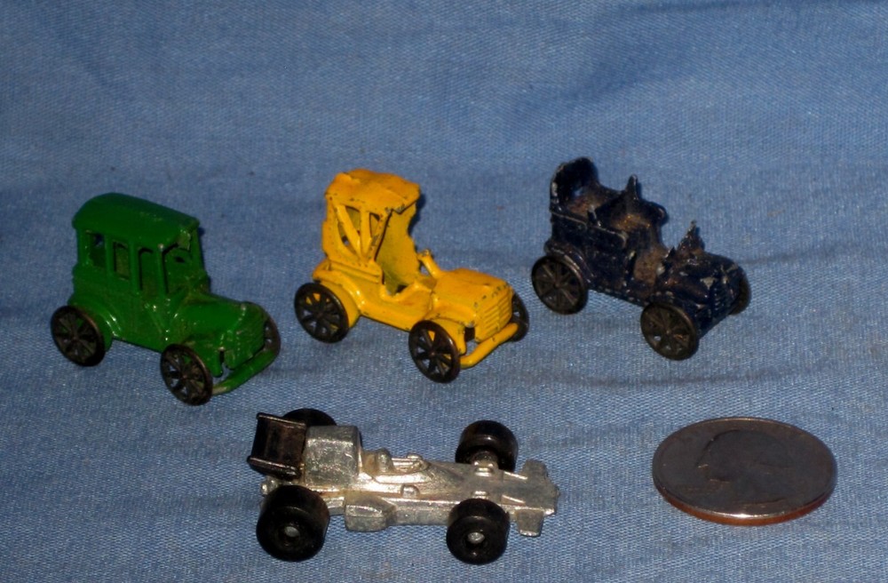 VTG Lot 4 Cast Metal/Die cast Miniature Cars 1 Lotus race car!
