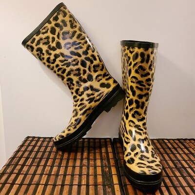 Women's Rain Boot Size 10 Leopard Animal Print 13