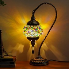 Stylish Turkish Moroccan Lamp with Mosaic Swan Neck Design