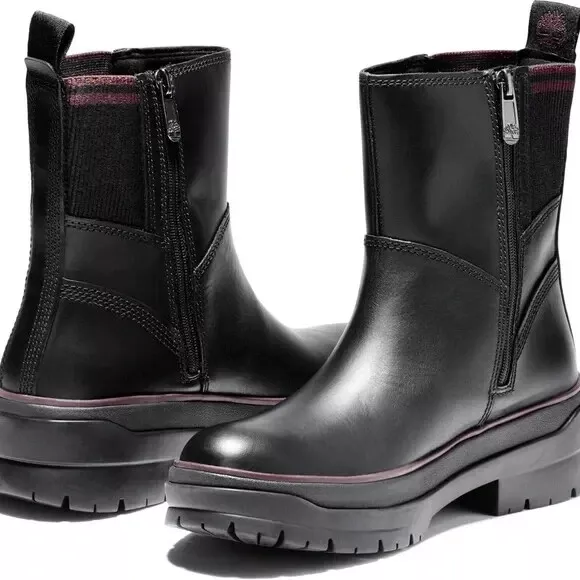 Timberland 10 Malynn Waterproof Leather Side Zip Winter Rain Boots Chunky Sole
