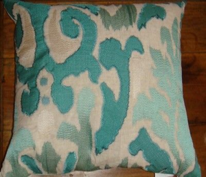 Z Gallerie Izmir Ikat Peacock Turquoise Beige 22 Square