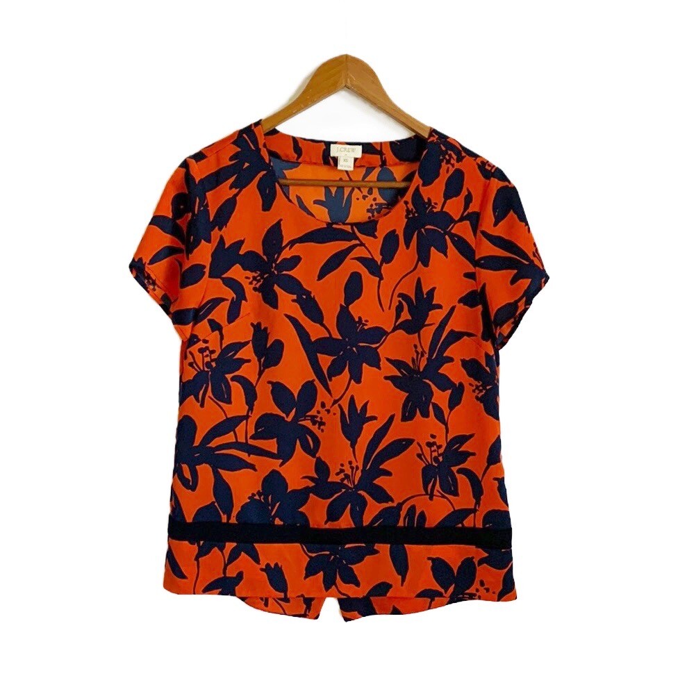 Crew Factory Floral Short Sleeve Top Size XS