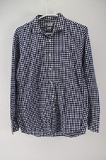 Thomas Mason x J Crew Mens Blue Plaid Long Sleeve Button-Up Shirt Size L