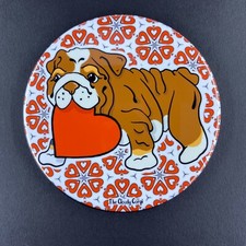 Brown Tricolor English Bulldog Valentines Day Pin Button Badge Dog Accessories