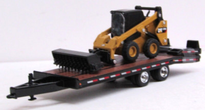DCP 1:64 *black* Tandem Axle beaver tail tag trailer w/Cat skidsteer new no box