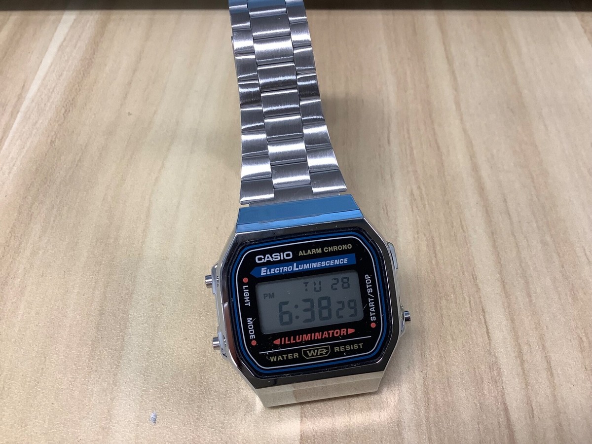 CASIO A168 QUARTZ DIGITAL WATCH ALARM CHRONO ELECTRO LUMINESCENCE
