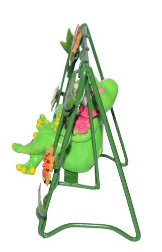 Figura Pareja Rana Oscilante Amor Kitsch Alambre Flores - Imagen 5 de 6