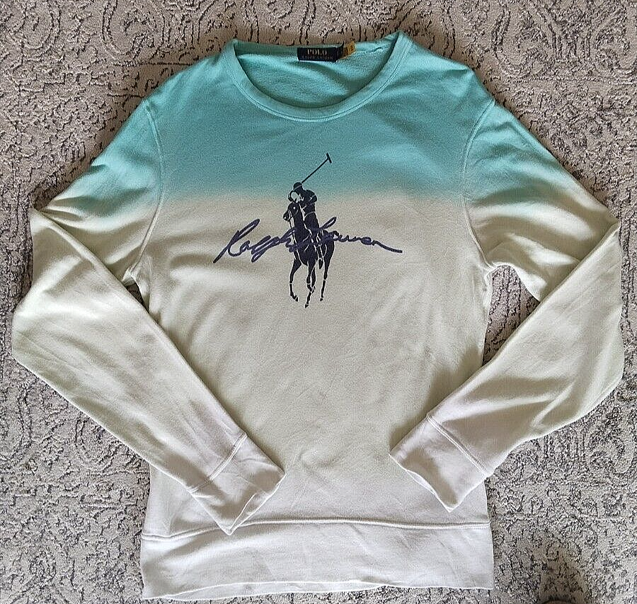 Polo Ralph Lauren Felpa Taglia S P Uomo Big Pony Dip Dyed Spa Terry Girocollo