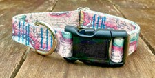 1 inch Atlas Map Adjustable Dog Collar with Quick Release Buckle Made in USA