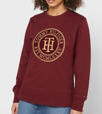 New Tommy Hilfiger Women's Embroidered Monogram Sweatshirt