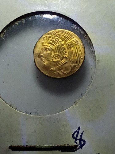 Miniature Novelty Gold Coin Mexican Chief Cauhtemoc 22k Solid Gold 10mm