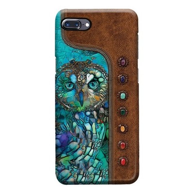 Owl Personalized Leather Pattern Print Phone Case