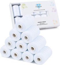 Sewing Thread Polyester White Series 10 Spools 1000 Yards for Machine Hand