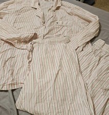 Victoria's Secret Pink Striped 2 PC Pajama Set Cotton Blend Womens Size Large
