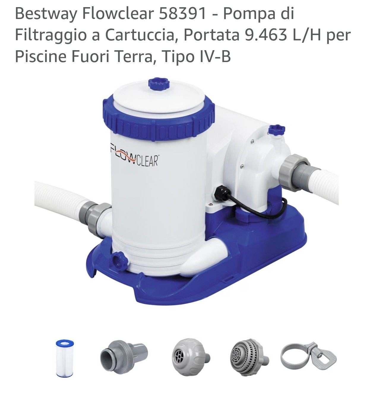 Bestway Flowclear 58391 pompa filtro a cartuccia 9463 L/h