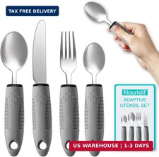 Nourislif Adaptive Utensils 4pcs For Hand Tremors,Elderly, Arthritis,Parkinsons-