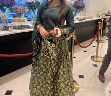 Green and gold Pakistani Lehnga Choli Indian Party Wear, Mehndi Baraat Shaadi 