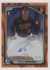 2024 Bowman Chrome Prospect Orange Lava Refractor /25 Emilio Sanchez Auto 2s2