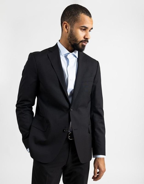 Men Oscar Jacobson Suit Black Wool S