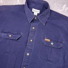 Carhartt Mens XL Navy Blue Cotton Short Sleeve Button Down Work Shirt S110 NVY