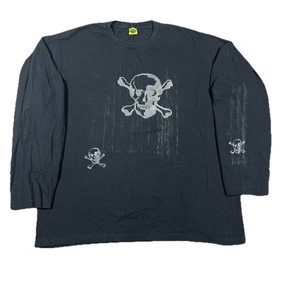 Vtg 3D Skull Crossbones Longsleeve T Shirt XL Jesse Pinkman Y2K Cyber Graphic