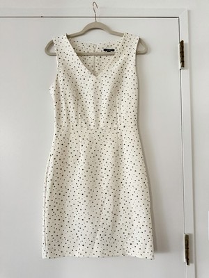KIABI Women's White Star Print Sleeveless Sheath Dress V-Neck Zip Size 36