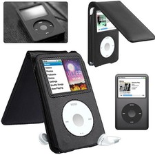 Black Leather Case Cover for Apple iPod Classic 7th 120 160GB Video 5th 30GB U2