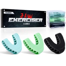 Taewoo 3PCS Jaw Exerciser 3 Resistance Levels Silicone Jaw Toner, Aqua/Green/Blk