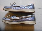 NWOB WOMEN'S/GIRLS SPERRY TOP SIDER SILVER GLITTER LEATHER BOAT SHOES SIZE 5.5 — photo 8