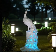 Solar Pfau Gartenfigur LED – 48,5 cm – Farbwechsel – IP44 – Außen Deko