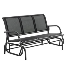 3 Seat Patio Rocking Glider Bench Outdoor Swing Chair Loveseat for Porch Garden
