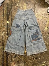 Vintage 90s rare JNCO Leapin' Lizard Wide Leg Baggy big pocket Jeans tagged 27x