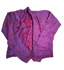 Vintage Cropped Burgundy Purple Floral Brocade Open-Front Jacket