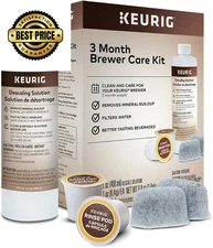 Keurig 3-Month Brewer Maintenance Kit Includes Descaling Solution, Water... 